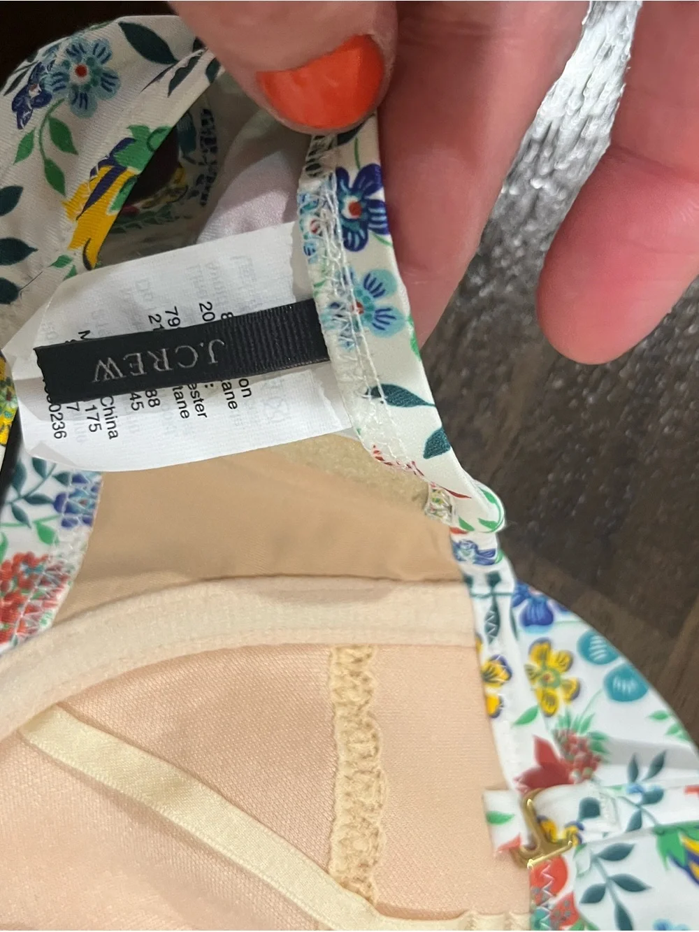 J Crew x Liberty of London White Floral Bikini Top Ruffles Underwire 34A 34 A